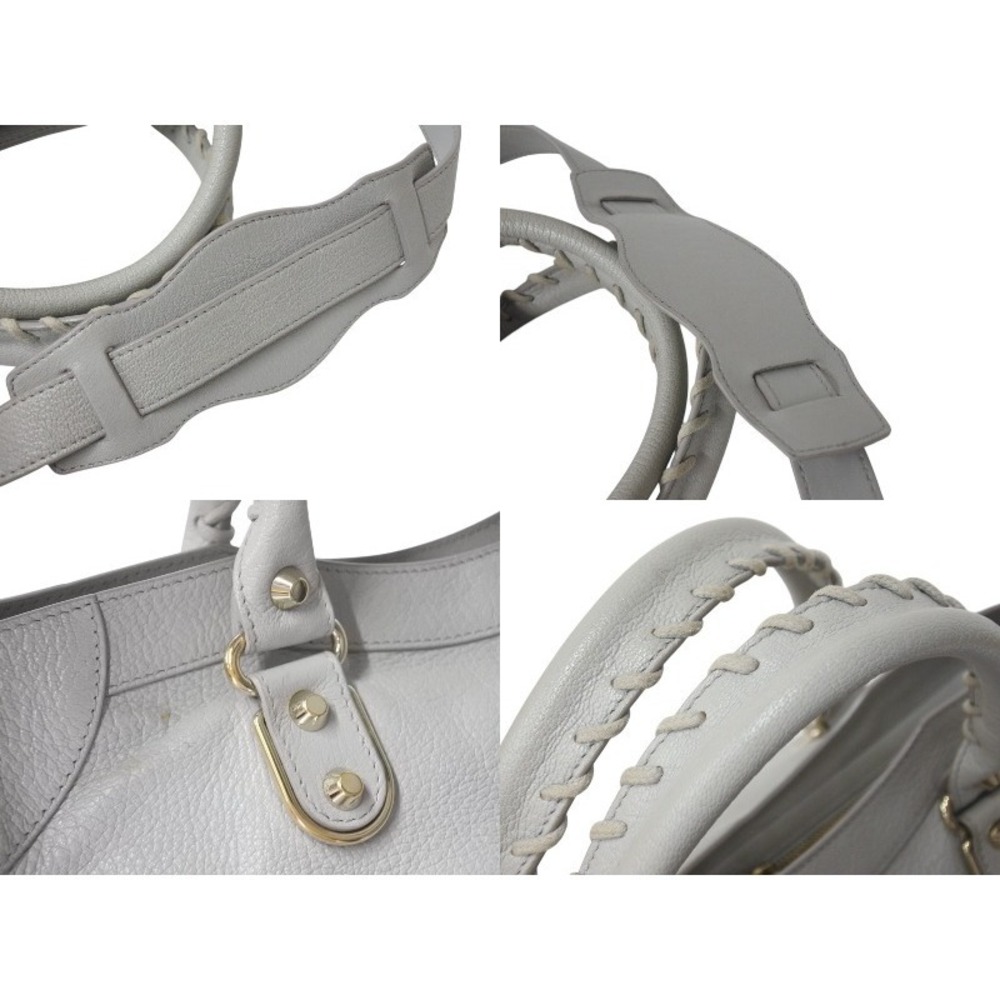 Balenciaga Gray Hobo Handbag Shoulder One Leather The City - Picture 5 of 10